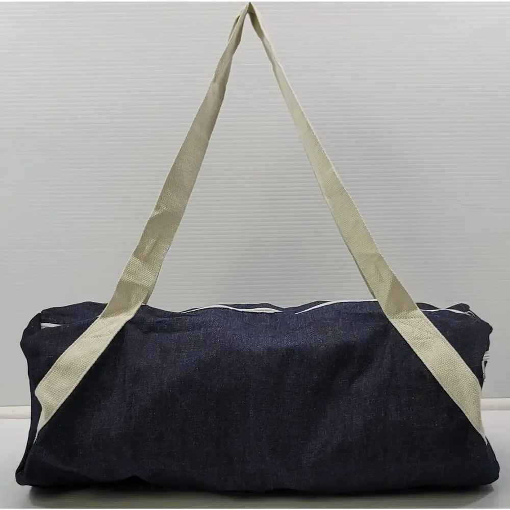 K) Gym & Juice Athletic Blue Denim Shoulder Duffle Bag 19